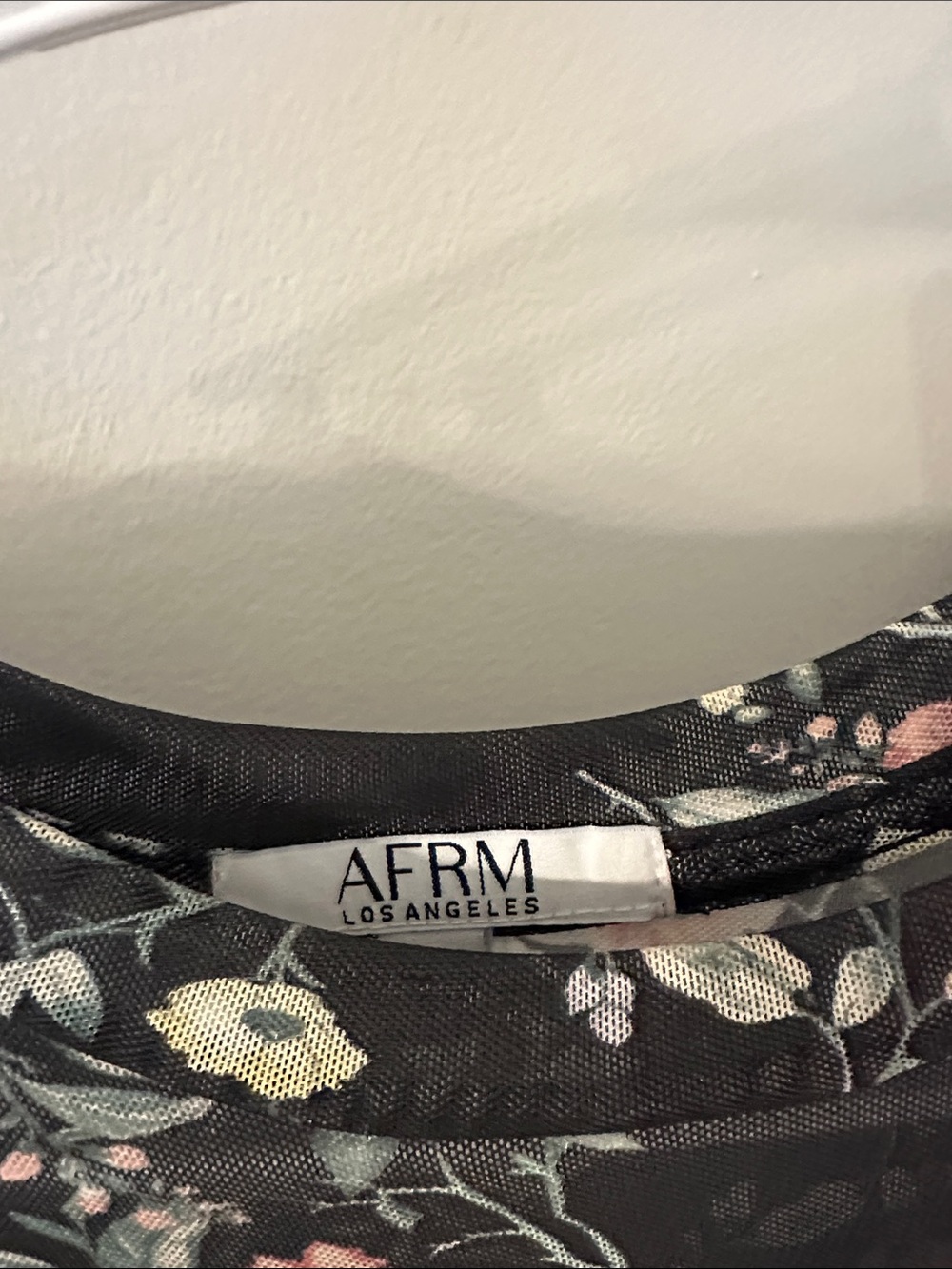AFRM Black Long Sleeve Floral Midi Dress with Pink & Cream Blooms - Picture 2 of 6